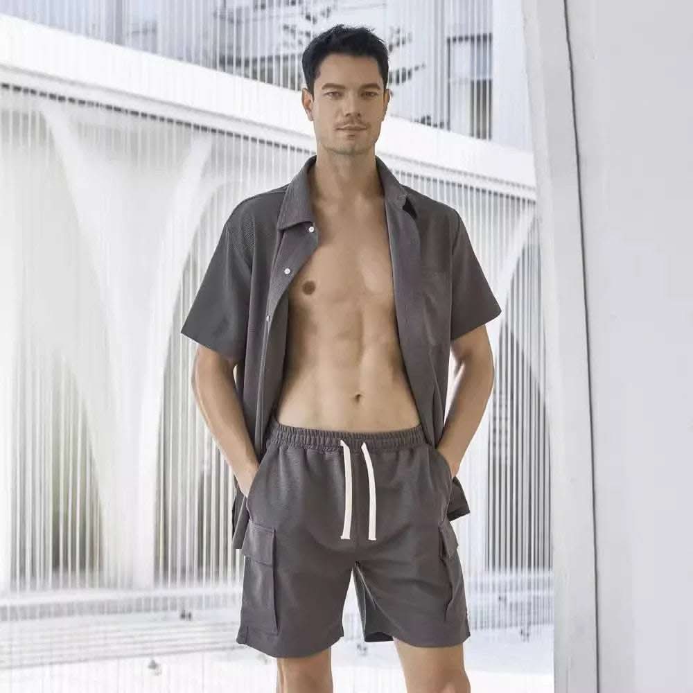 Elastic Waist Shorts Plain Young Two-piece Set Fendax 0