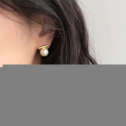 Women's Metal Pearl Stud Earrings Fendax 0