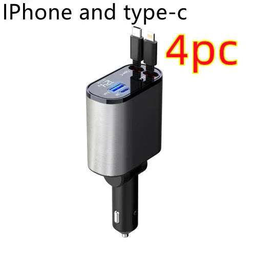 Metal Car Charger 100W Super Fast Charging Car Cigarette Lighter USB And TYPE-C Adapter Fendax 0