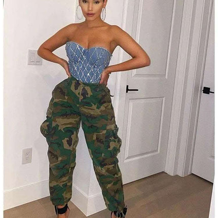 Women's Fashion Workwear Casual Camouflage Cropped Pants