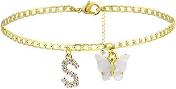 Butterfly Letter Feet Chain Fashion Inlaid Diamond Letter Acrylic Fendax 0