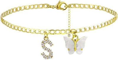 Butterfly Letter Feet Chain Fashion Inlaid Diamond Letter Acrylic Fendax 0