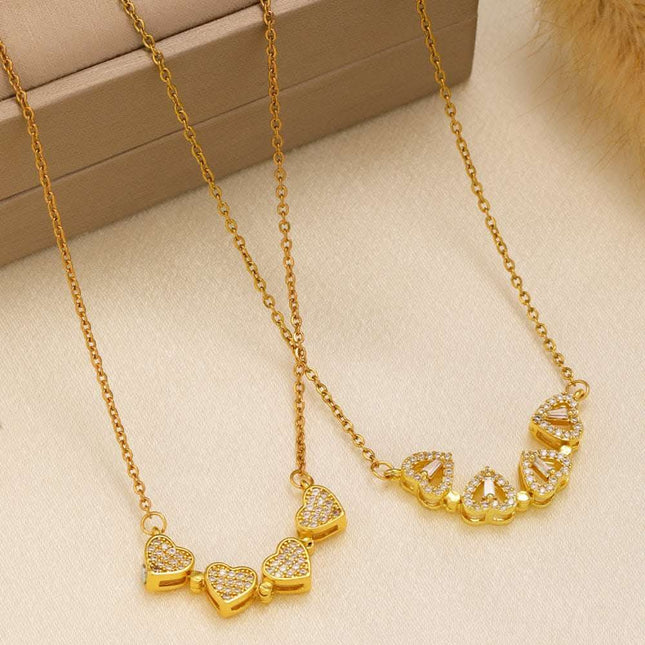 1pcs Fashionable Zircon Heart-shaped Necklace With A Magnetic Folding Four Leaf Heart-shaped Connection, Suitable For Women's Daily Wear And Jewelry Pairing For Dinner Parties Fendax 4
