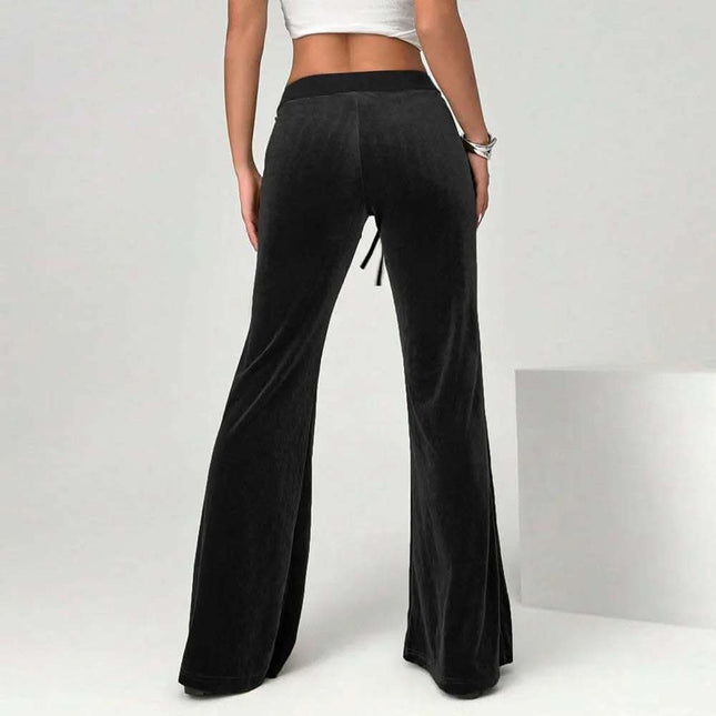 Simple Temperament Velvet Casual Pants Autumn And Winter Drawstring Leg Slimming Wide Leg Trousers Fendax 0