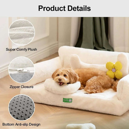 MEWOOFUN Orthopedic Dog Bed For Small Or Medium Dogs - 34.6 Inches Egg Foam Sofa With Removable Washable Cover & Non-Slip Bottom, Large, Beige Fendax 5