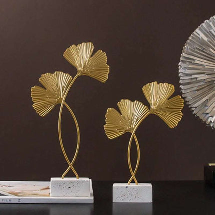 Light Luxury Ginkgo Leaf Terrazzo Base Metal Decorative Ornaments Fendax 0