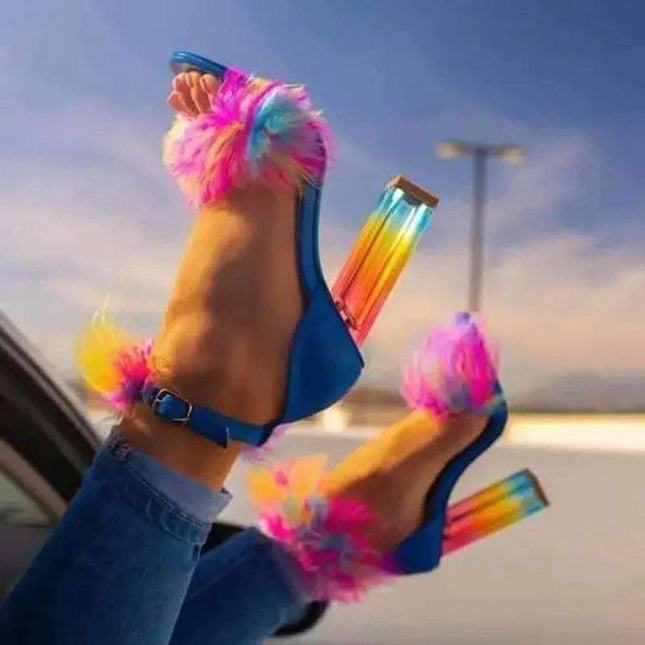 New Summer Fashion Rainbow Women's Crystal Heels Fendax 0