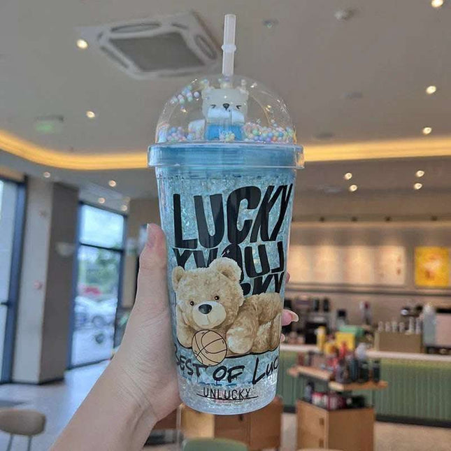 Cartoon Bear Ice Crushing Good-looking Plastic Water Cup Summer Portable Fendax 0