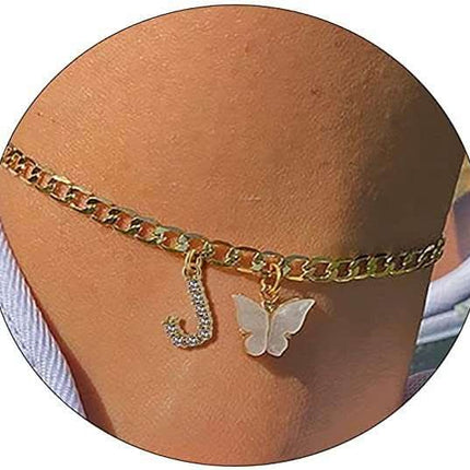 Butterfly Letter Feet Chain Fashion Inlaid Diamond Letter Acrylic Fendax 0