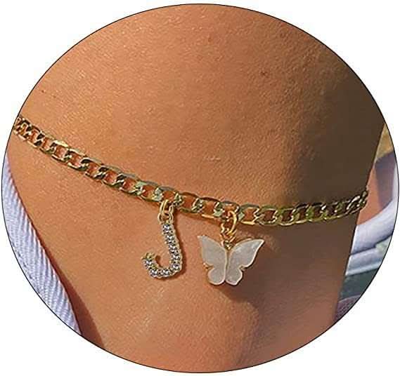 Butterfly Letter Feet Chain Fashion Inlaid Diamond Letter Acrylic Fendax 0