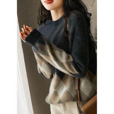 Red Round-neck Knitwear Loose Sweater For Women