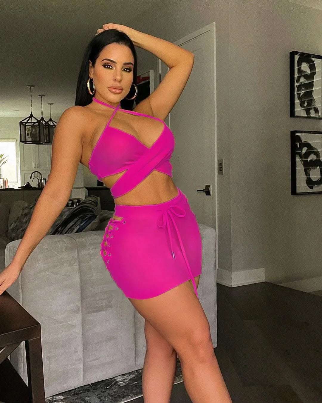 Fashion Women's Summer Halter Neck Strapless Skirt Suit Fendax 0