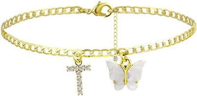 Butterfly Letter Feet Chain Fashion Inlaid Diamond Letter Acrylic Fendax 0