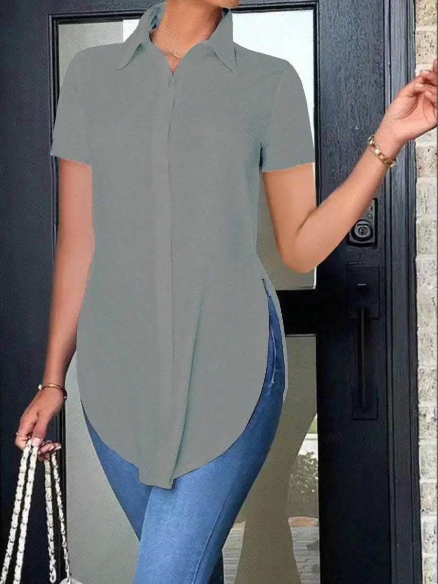 Summer Fashion Simple Polo Collar Women's Shirt Fendax 0