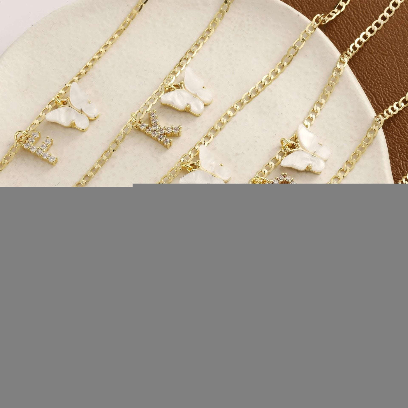 Butterfly Letter Feet Chain Fashion Inlaid Diamond Letter Acrylic Fendax 0