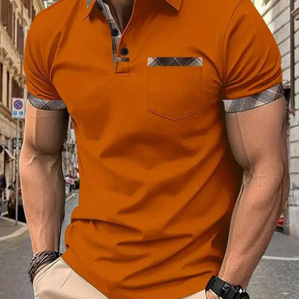 Season New Men's Short Sleeve Fashion Plaid Colorblock T-shirt Fendax 0
