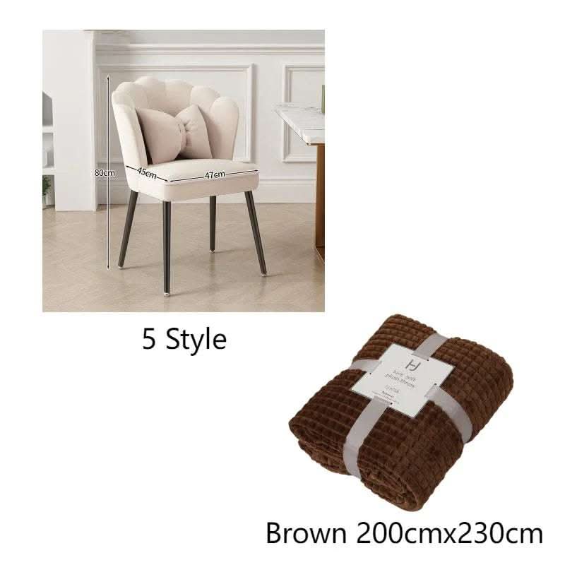 Light Luxury Dressing Stool Home Dining Chair Backrest Petals Fendax 0