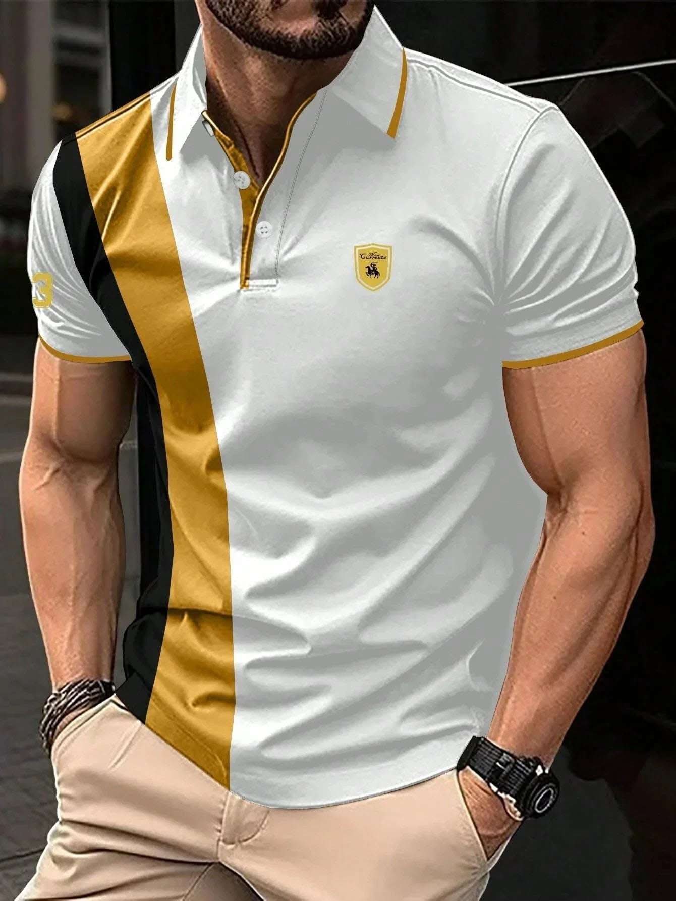 Men's 3D Printing Digital Printed Polo Shirt Short Sleeve Fendax 0