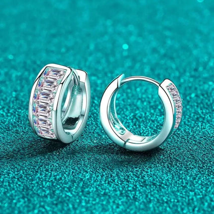 1.8 Carat Moissanite 925 Sterling Silver Huggie Earrings Fendax