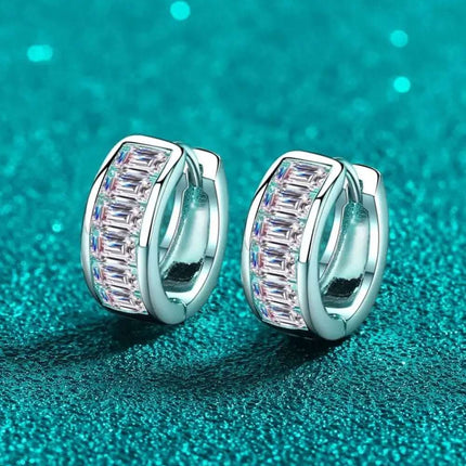 1.8 Carat Moissanite 925 Sterling Silver Huggie Earrings Fendax