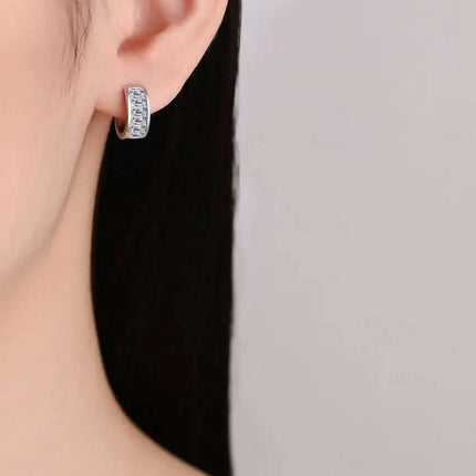 1.8 Carat Moissanite 925 Sterling Silver Huggie Earrings Fendax