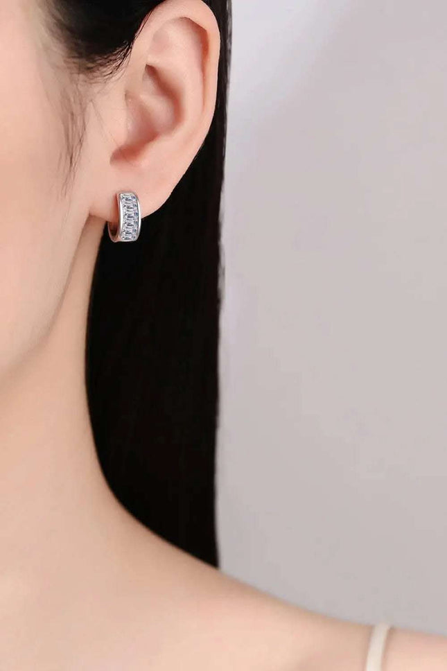 1.8 Carat Moissanite 925 Sterling Silver Huggie Earrings Fendax