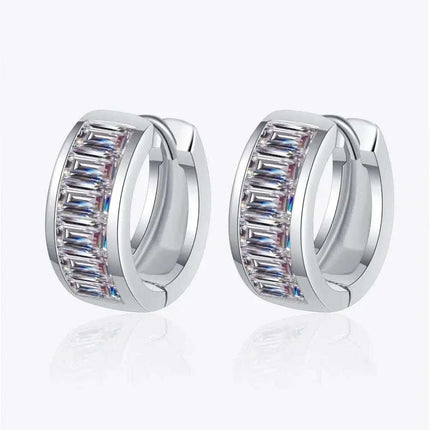 1.8 Carat Moissanite 925 Sterling Silver Huggie Earrings