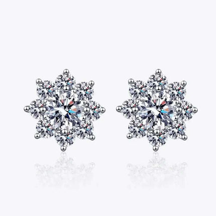 1 Carat Moissanite Flower Earrings - 925 Sterling Silver Elegance