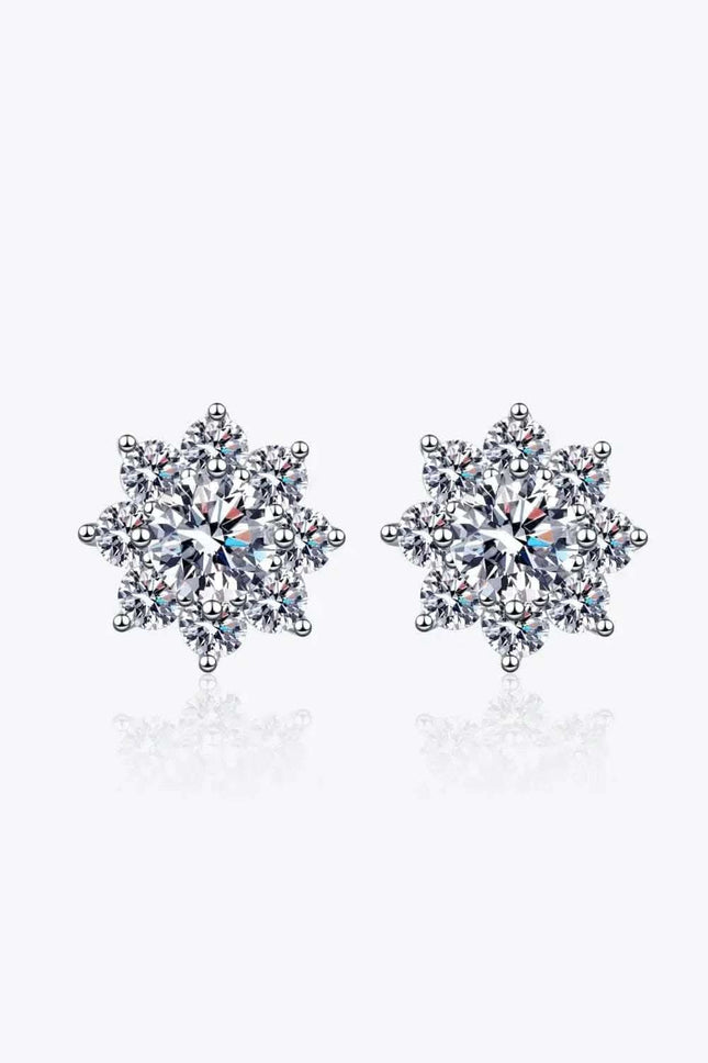 1 Carat Moissanite Flower Earrings - 925 Sterling Silver Elegance
