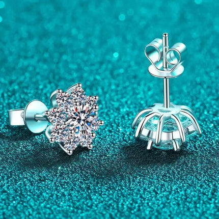 1 Carat Moissanite Flower Earrings - 925 Sterling Silver Elegance