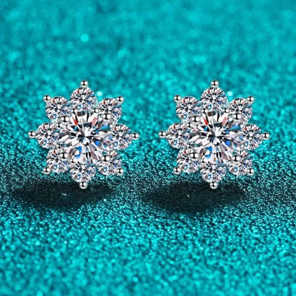 1 Carat Moissanite Flower Earrings - 925 Sterling Silver Elegance