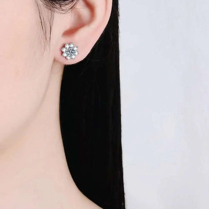 1 Carat Moissanite Flower Earrings - 925 Sterling Silver Elegance
