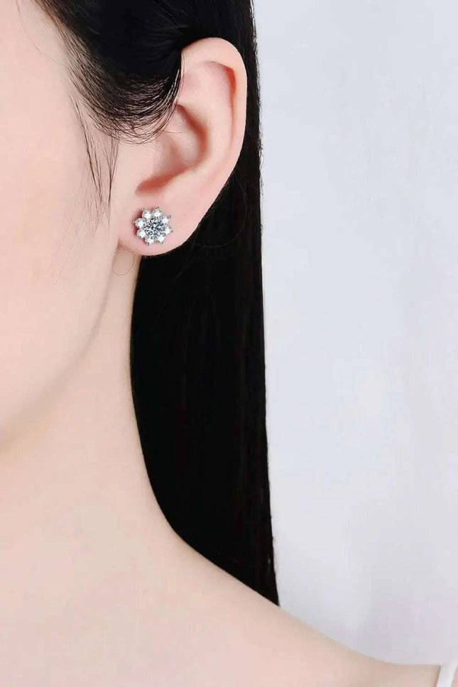 1 Carat Moissanite Flower Earrings - 925 Sterling Silver Elegance