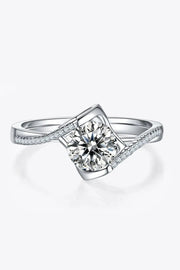 Trendsi 1 Carat Moissanite 925 Sterling Silver Twisted Ring