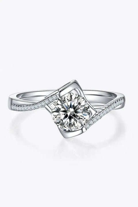 Trendsi 1 Carat Moissanite 925 Sterling Silver Twisted Ring
