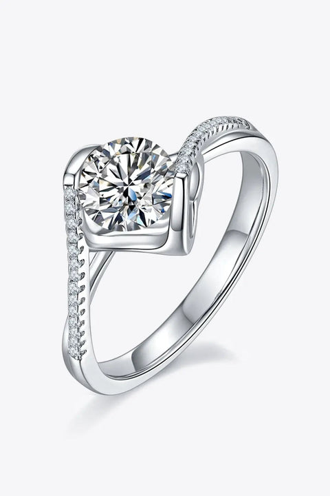 Trendsi 1 Carat Moissanite 925 Sterling Silver Twisted Ring