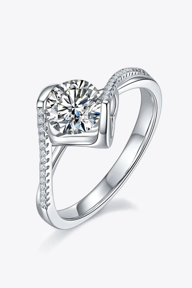 Trendsi 1 Carat Moissanite 925 Sterling Silver Twisted Ring