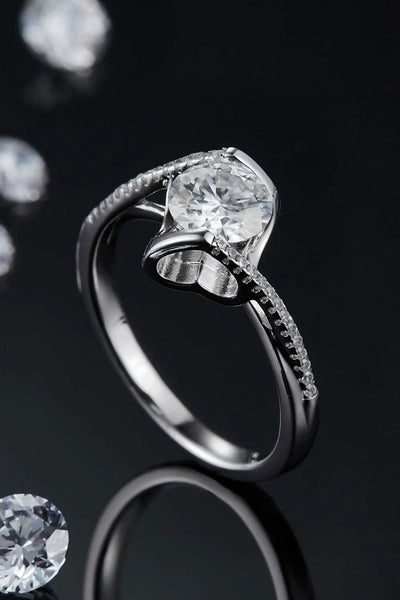 Trendsi Silver / 9 1 Carat Moissanite 925 Sterling Silver Twisted Ring