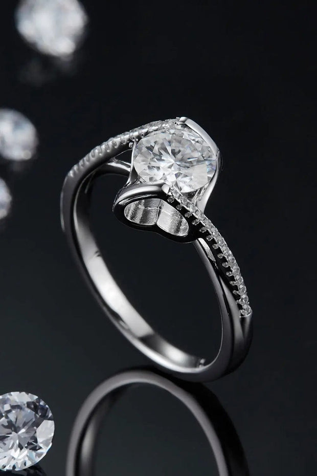 Trendsi Silver / 9 1 Carat Moissanite 925 Sterling Silver Twisted Ring