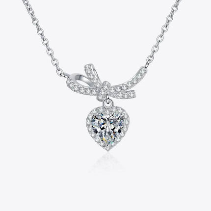 1 Carat Moissanite Heart Pendant Necklace - Minimalist Silver Jewelry