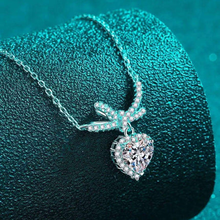 1 Carat Moissanite Heart Pendant Necklace - Minimalist Silver Jewelry