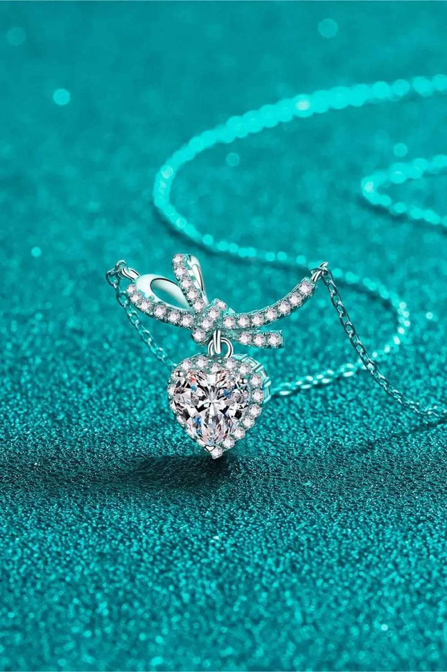 1 Carat Moissanite Heart Pendant Necklace - Minimalist Silver Jewelry
