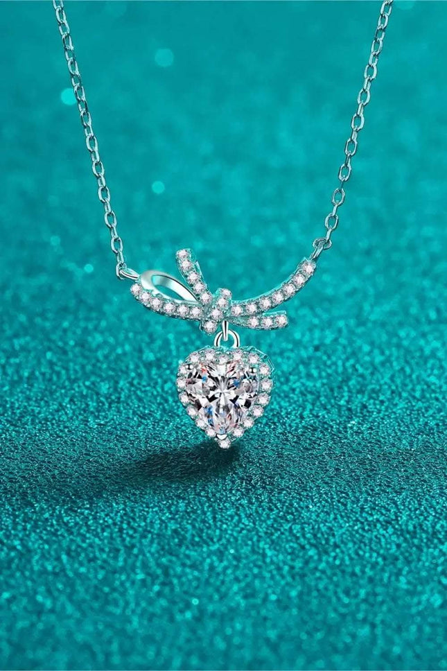 1 Carat Moissanite Heart Pendant Necklace - Minimalist Silver Jewelry