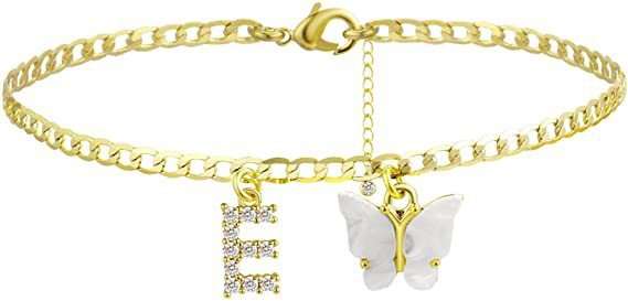 Butterfly Letter Feet Chain Fashion Inlaid Diamond Letter Acrylic Fendax 0