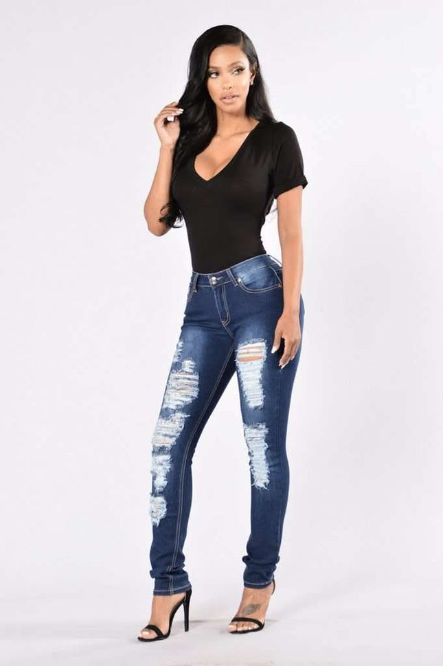 New style denim trousers with ripped jeans Fendax 0