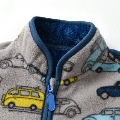 Printed Polar Cartoon Boy Jacket