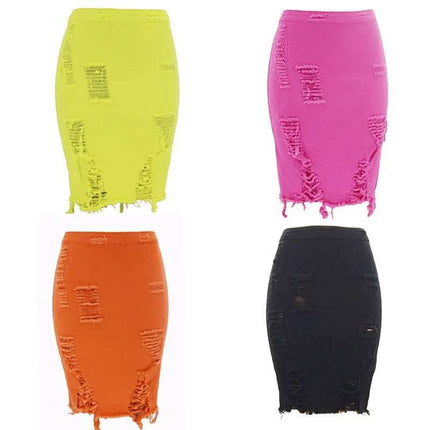 Hole bag hip skirt denim skirt Fendax 0