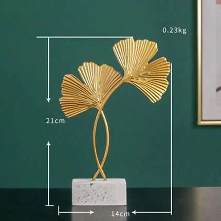 Light Luxury Ginkgo Leaf Terrazzo Base Metal Decorative Ornaments Fendax 0