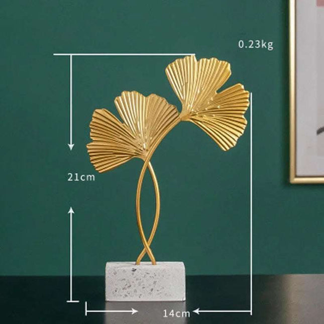 Light Luxury Ginkgo Leaf Terrazzo Base Metal Decorative Ornaments Fendax 0