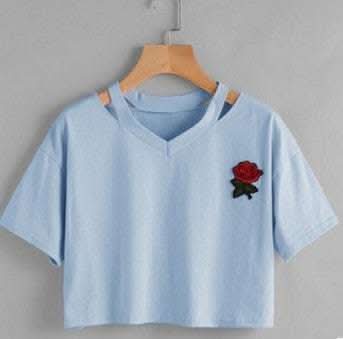 CROP TOP LA ROSE A MANCHES COURTES Fendax 0
